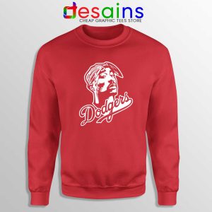 Tupac Los Angeles Dodgers Red Sweatshirt Tupac Shakur Sweater S-3XL