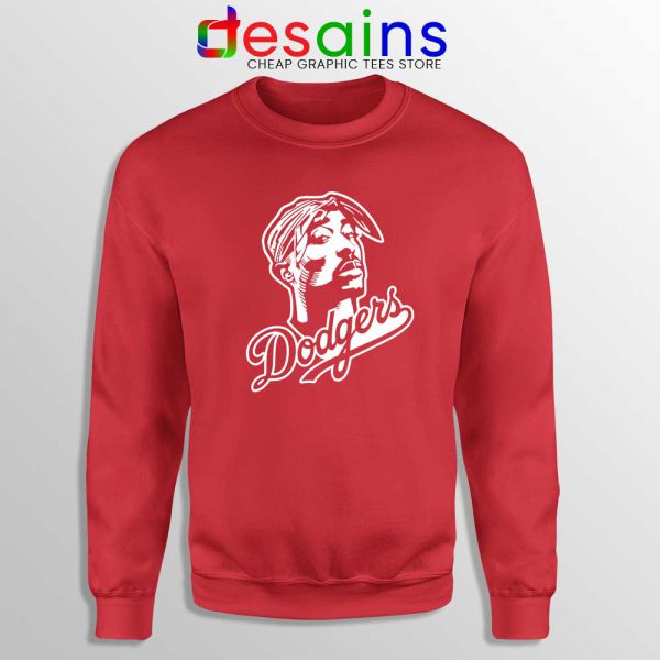 Tupac Los Angeles Dodgers Red Sweatshirt Tupac Shakur Sweater S-3XL