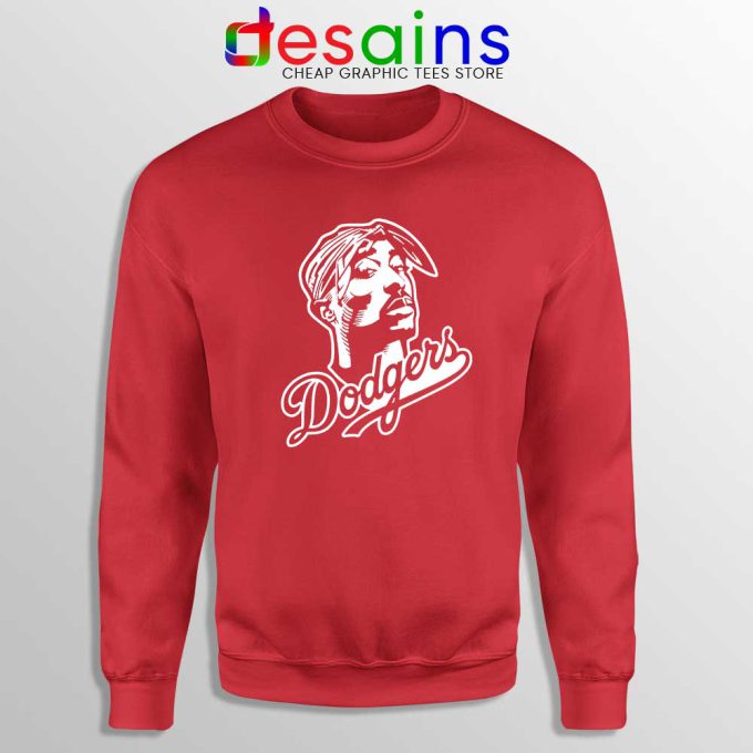 Tupac Los Angeles Dodgers Red Sweatshirt Tupac Shakur Sweater S-3XL