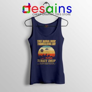 WKRP Thanksgiving Turkey Drop Navy Tank Top WKRP in Cincinnati Tops