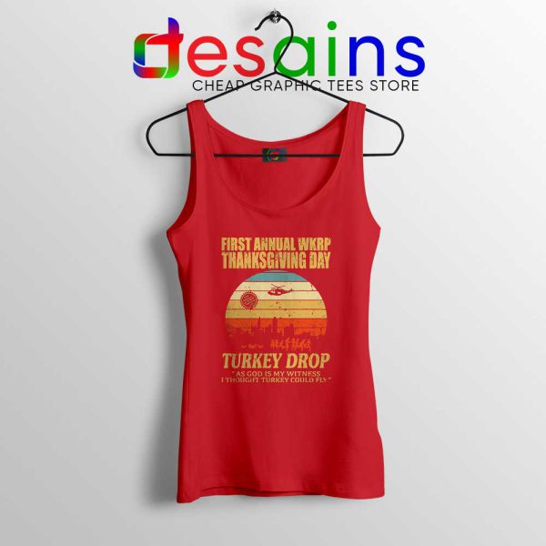 WKRP Thanksgiving Turkey Drop Red Tank Top WKRP in Cincinnati Tops