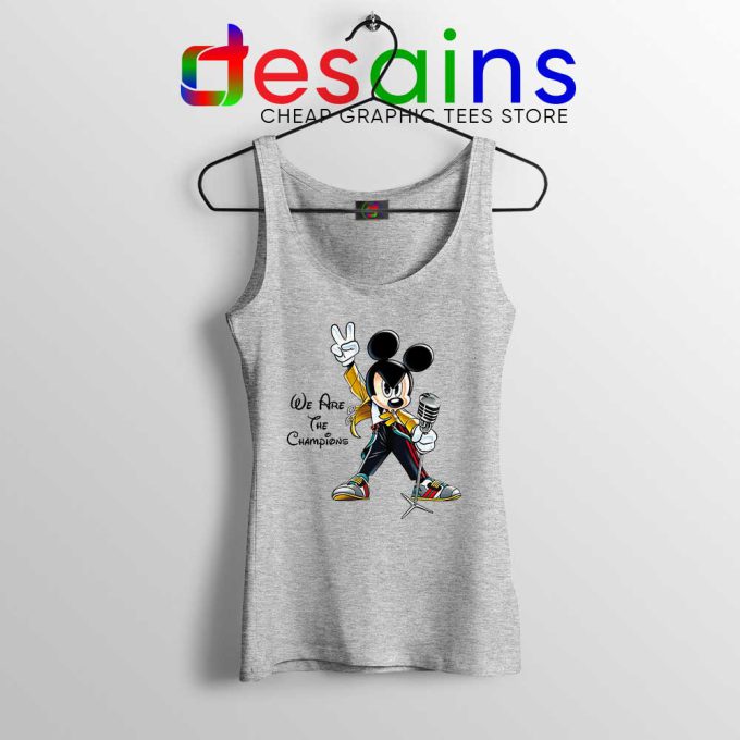 We Are The Champions Mickey Freddie Sport Grey Tank Top Queen Tops