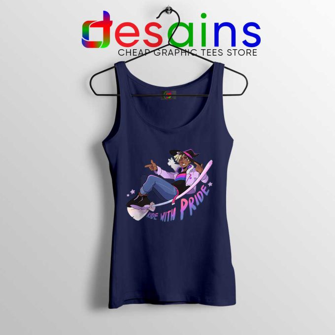 Witch Gay Ride with Pride Navy Tank Top LGBT Tank Tops S-3XL