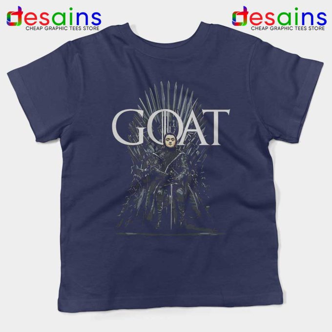 Arya Stark GOAT Navy Kids Tshirt Game of Thrones Arya Youth Tee Shirts
