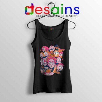 Collage Rick and Morty Black Tank Top Pickle Rick Tops S-3XL