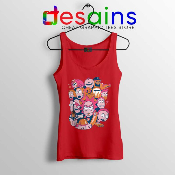 Collage Rick and Morty Red Tank Top Pickle Rick Tops S-3XL