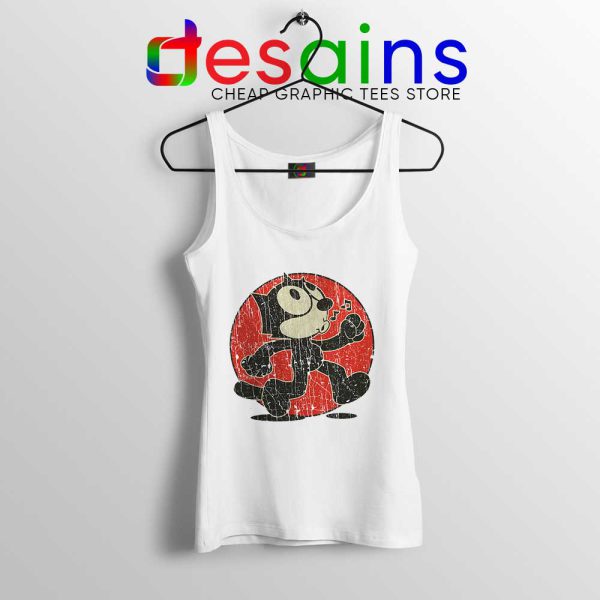 Felix the Cat Vintage White Tank Top Cartoon Character Tank Tops S-3XL