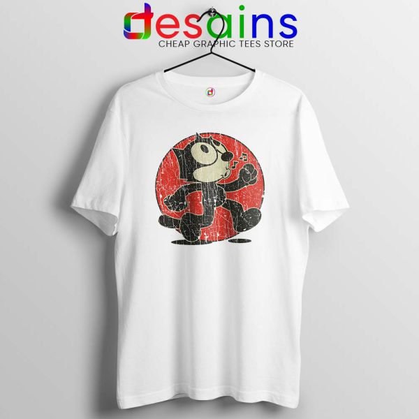 Felix the Cat Vintage White Tshirt Cartoon Character Tee Shirts S-3XL