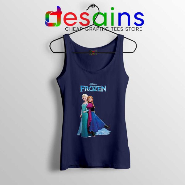 Frozen Anna and Elsa Navy Tank Top Frozen 2 Film Tank Tops S-3XL