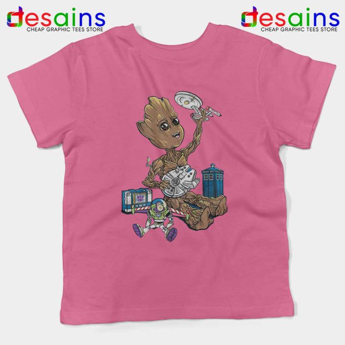 Groot And Galaxy Toys Pink Kids Tshirt Tardis Star Wars Toy Story Youth