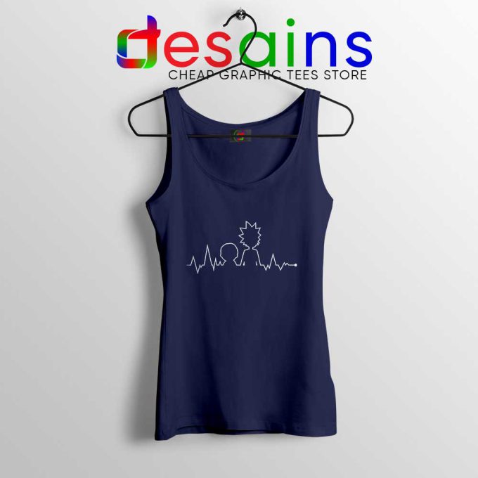 Heartbeat Rick and Morty Navy Tank Top Get Schwifty Tops S-3XL