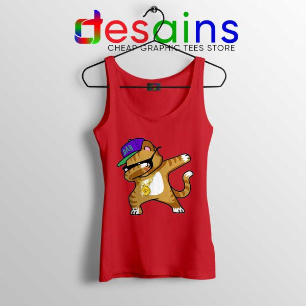 Hip Hop Dabbing Cat Red Tank Top Funny Kitten Dance Tops