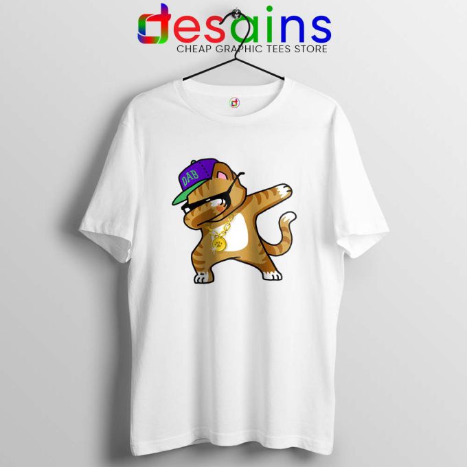 Hip Hop Dabbing Cat wHITE Tshirt Funny Kitten Dance Tee Shirts