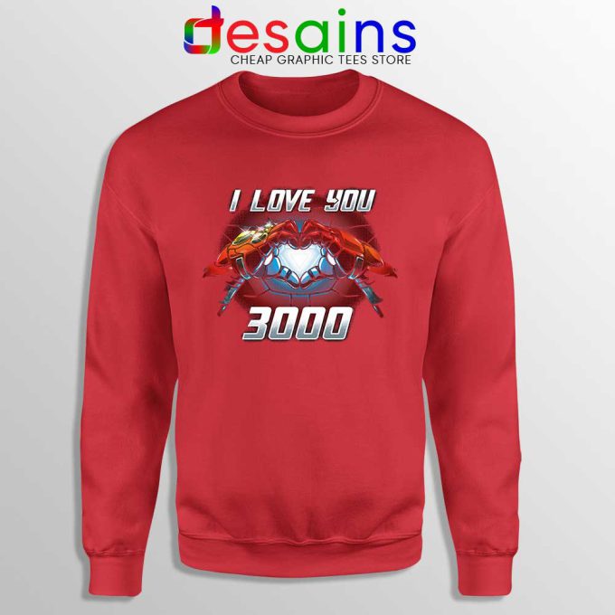 I Love You 3000 Endgame Red Sweatshirt Iron Man Sweater S-3XL
