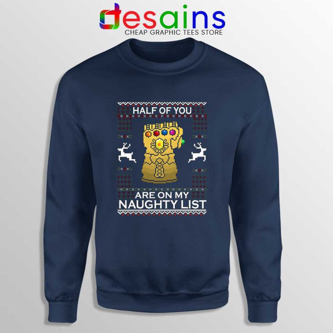 Infinity Xmas Thanos Navy Sweatshirt Infinity Gauntlet Christmas Sweater