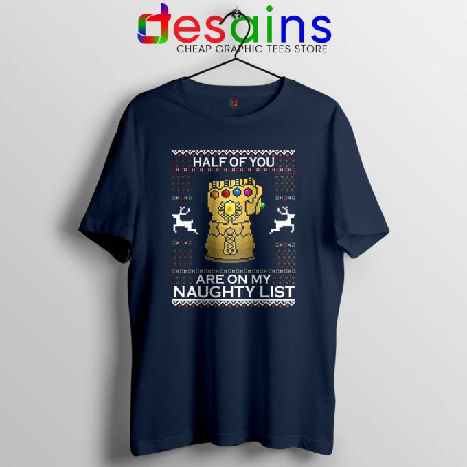 Infinity Xmas Thanos Navy Tshirt Infinity Gauntlet Christmas Tee Shirts