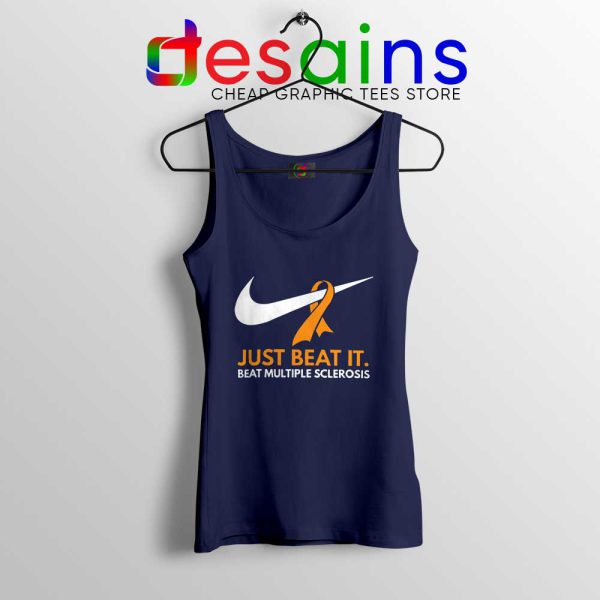 Just Beat it Navy Tank Top Beat Multiple Sclerosis Amen with Gods