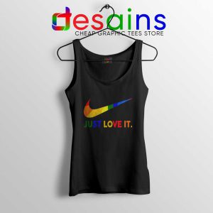 Just Love It LGBT Pride Black Tank Top Rainbow Lesbian Gay Tops