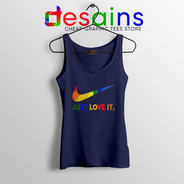 Just Love It LGBT Pride Navy Tank Top Rainbow Lesbian Gay Tops