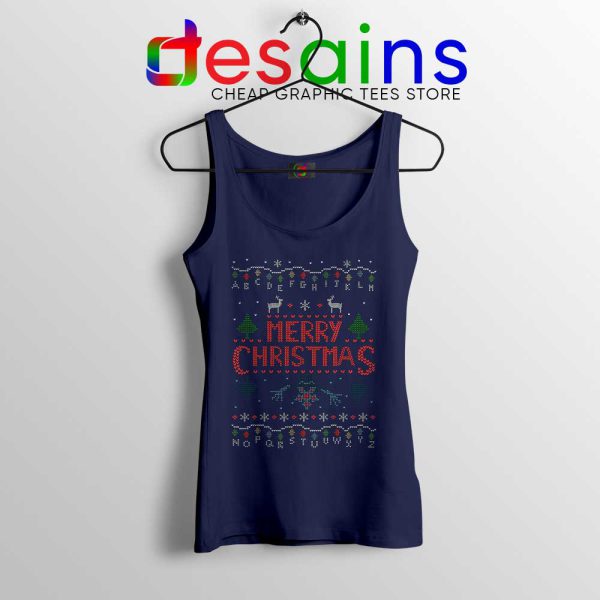 Merry Christmas The Upside Down Navy Tank Top Stranger Things Tops