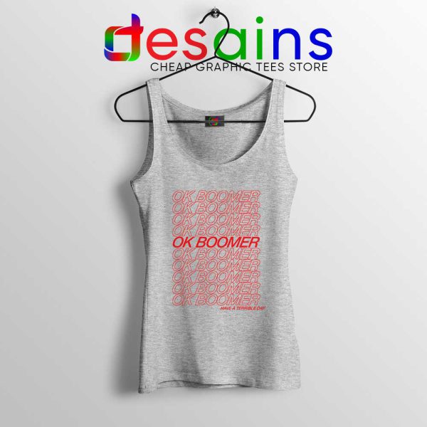 OK Boomer Meme Sport Grey Tank Top Boomer Generation Tank Tops