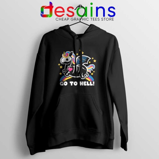 Skeleton Unicorn Go to Hell Hoodie