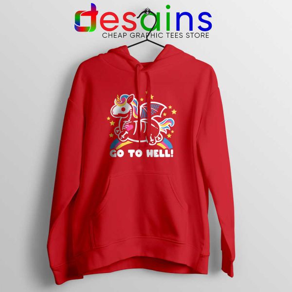 Skeleton Unicorn Go to Hell Red Hoodie Unicorn Hoodies S-2XL