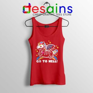 Skeleton Unicorn Go to Hell Red Tank Top Unicorn Tank Tops