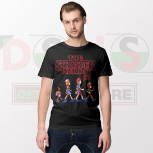 Stranger Things Nerds Cartoon Parody T-Shirt - Walking in Abbey Road