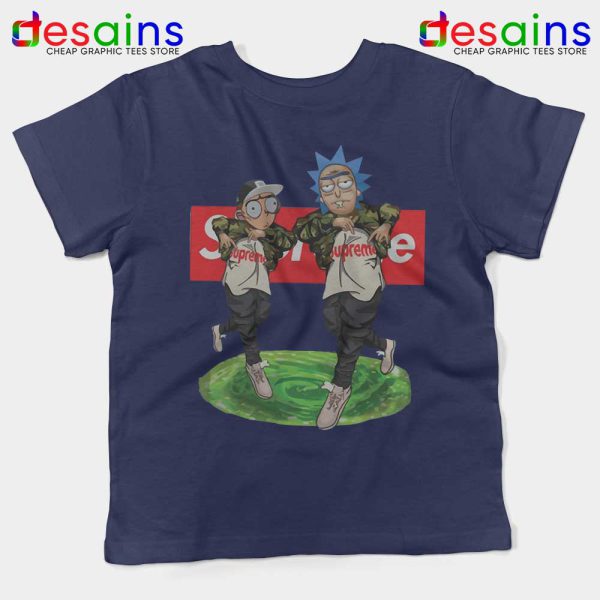 Supreme Rick And Morty Hip Hop Navy Kids Tshirt Get Schwifty Youth Tees