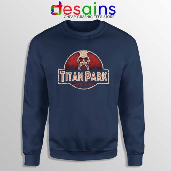 Titan Park Navy Sweatshirt Jurassic Park Attack on Titan Sweater
