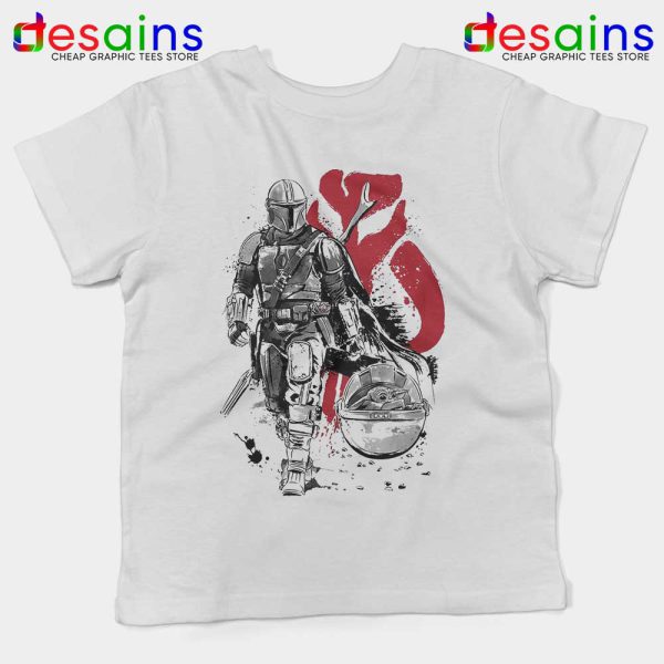 Baby Yoda and Lone Hunter Kids Tshirt The Mandalorian Tees Youth
