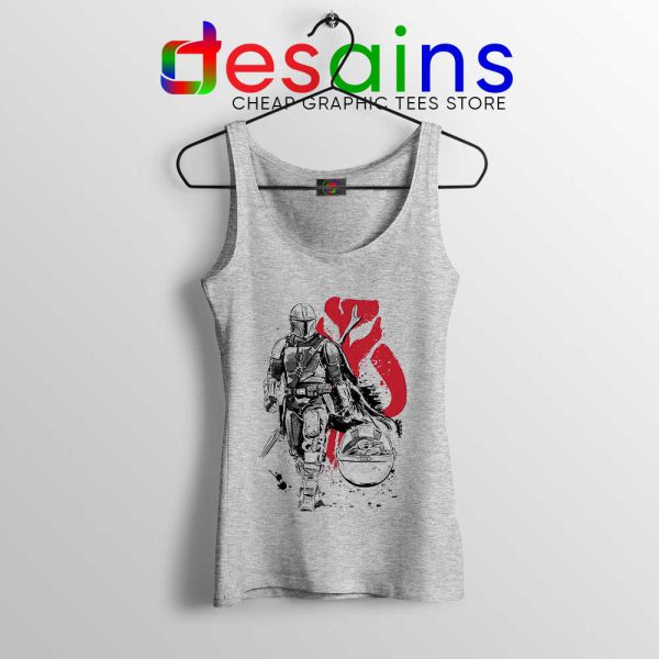 Baby Yoda and Lone Hunter Sport Grey Tank Top The Mandalorian