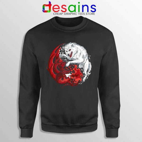 Dragon and Wolf Black Sweatshirt Yin and Yang Sweater S-3XL