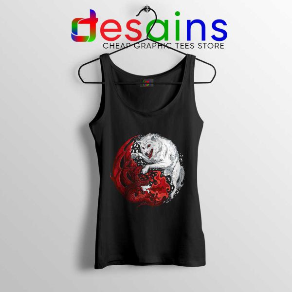 Dragon and Wolf Black Tank Top Yin and Yang Tank Tops S-3XL