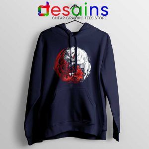 Dragon and Wolf Navy Hoodie Yin and Yang Hoodies S-2XL