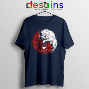 Dragon and Wolf Navy Tshirt Yin and Yang Tee Shirts