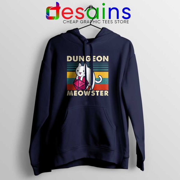 Dungeon Meowster DnD Navy Hoodie Cat Gamer D20 Hoodies