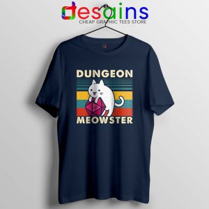Dungeon Meowster DnD Navy Tshirt Cat Gamer D20 Tee Shirts