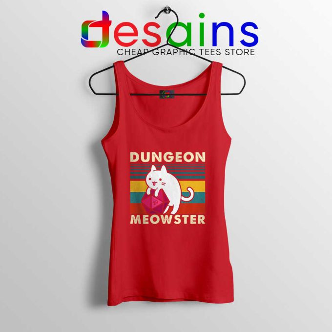 Dungeon Meowster DnD Red Tank Top Cat Gamer D20 Tank Tops