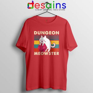 Dungeon Meowster DnD Red Tshirt Cat Gamer D20 Tee Shirts