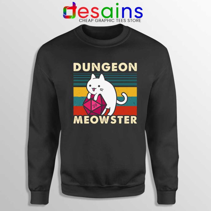 Dungeon Meowster DnD Sweatshirt Cat Gamer D20 Sweater S-3XL
