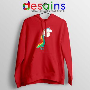 Funny Fat Unicorn Red Hoodie Unicorn on Rainbow Jetpack Hoodies