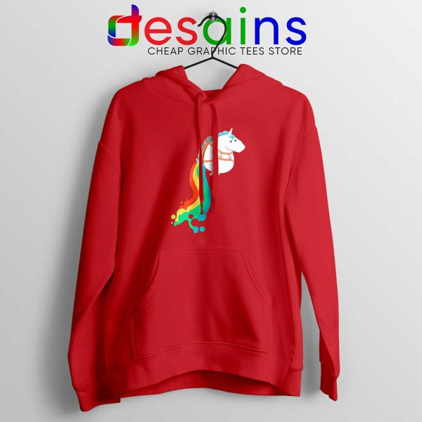 Funny Fat Unicorn Red Hoodie Unicorn on Rainbow Jetpack Hoodies