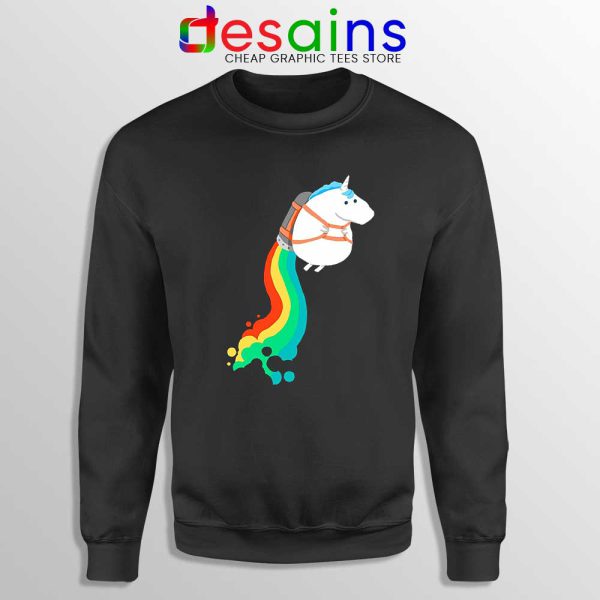 Funny Fat Unicorn Sweatshirt Unicorn on Rainbow Jetpack Sweater S-3XL