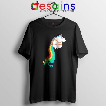 Funny Fat Unicorn Tshirt Unicorn on Rainbow Jetpack Tee Shirts S-3XL