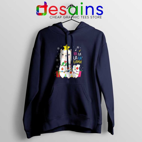 Llama Fa La La Christmas Navy Hoodie The llama Funny Hoodies S-2XL