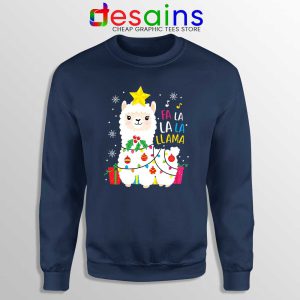 Llama Fa La La Christmas Navy Sweatshirt The llama Funny Sweater S-3XL