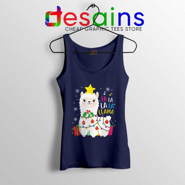 Llama Fa La La Christmas Navy Tank Top The llama Funny Tank Tops S-3XL