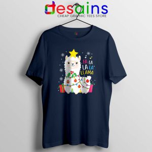 Llama Fa La La Christmas Navy Tshirt The llama Funny Tee Shirts S-3XL